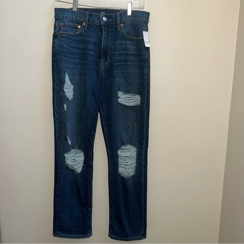 Gap High Rise Distressed Straight Jeans Women’s Size‎ 28 NWT